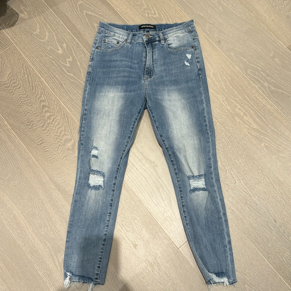 Neon blonde skinny jeans